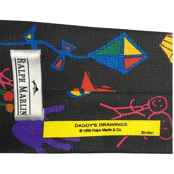 Vintage Ralph Marlin Tie Daddy's Drawings 1999 Men's I Love My Dad Necktie - Picture 6 of 7